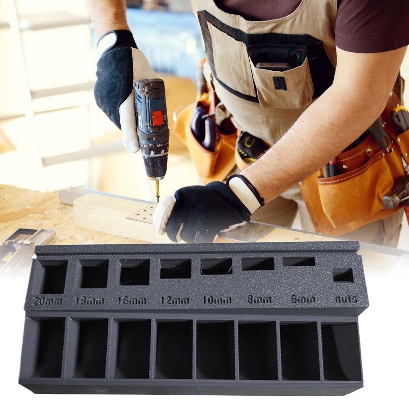 Clasificador de tornillos, tornillos, longitudes, bandeja de clasificación, estuche de almacenamiento ergonómico impreso en 3D, para taller, garaje, bricolaje, organización