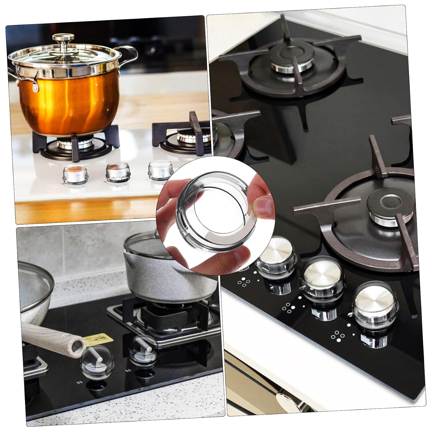 Hemoton 8pcs Gas Stove Knob Covers Childproof Button Protectors for Kitchen Safety Material and Black Fits Standard Knobs for Boys and Girls and Pets