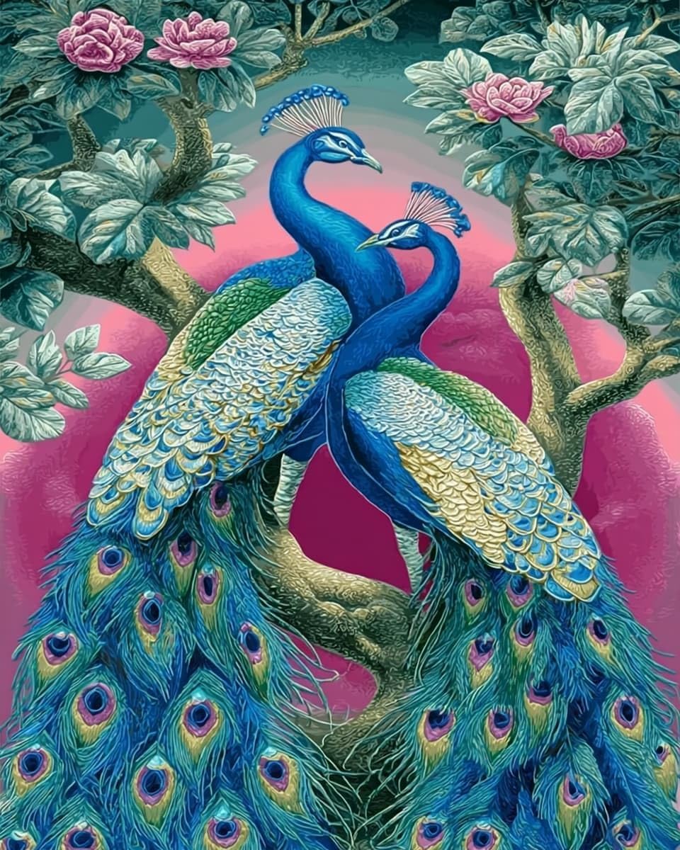 NAHUIGOOD Cross Stitch Kit,DIY Handmade Embroidery Kit with Accurate Print, 11Ct Needlework Set - Peacock11Ct50X70Cm
