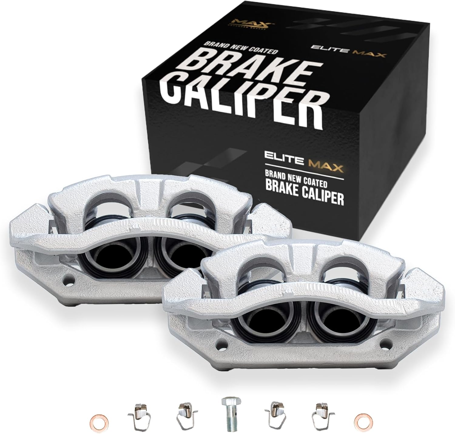 Max Advanced Brakes – EliteMAX Rear Brake Caliper Set for 2003-2006 Chevy Silverado 1500, Driver & Passenger Side, Geomet Coated, Hardware Included, Disc Brake Caliper Assembly w/Bracket