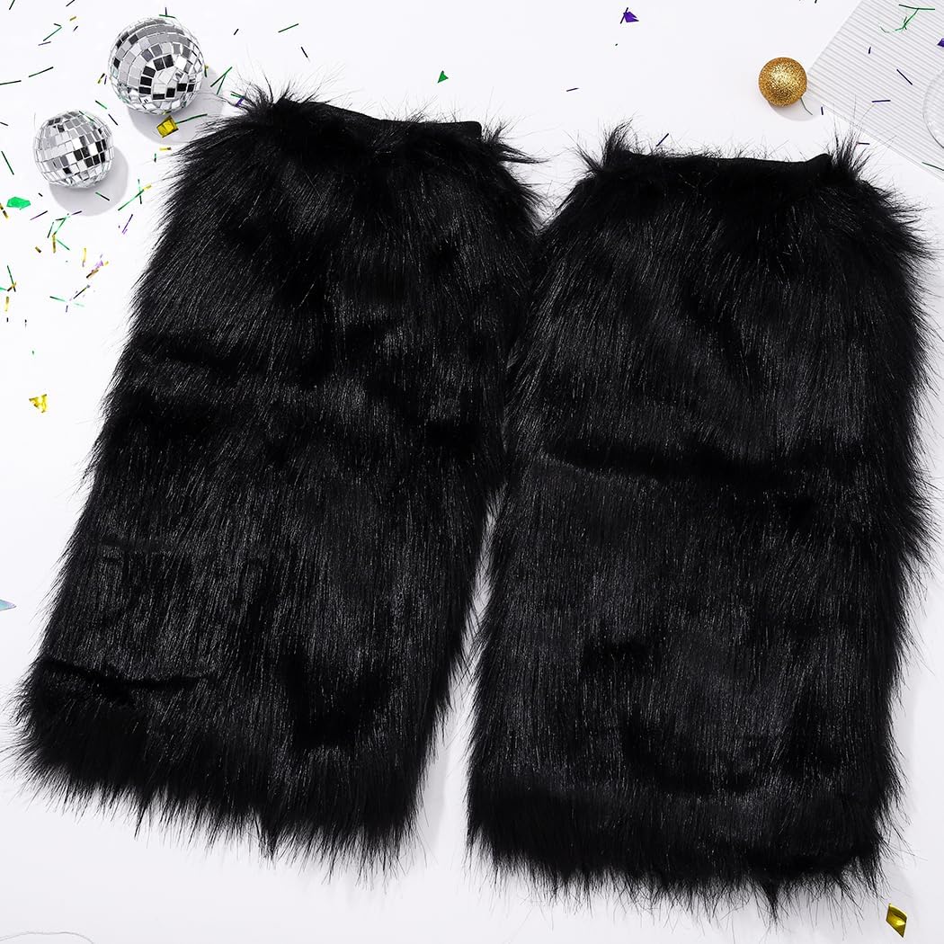 Black Leg Warmers Women's Fuzzy Leg Warmers Soft Fluffy Long Leg Warmer Dance Hosiery Long Boots Cover Shoes for Women