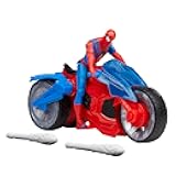 Marvel Spider-Man Web Blast Cycle, 4-Inch Action Figure with Vehicle and 2 Web Projectiles, Kids Playset for Ages 4 and Up