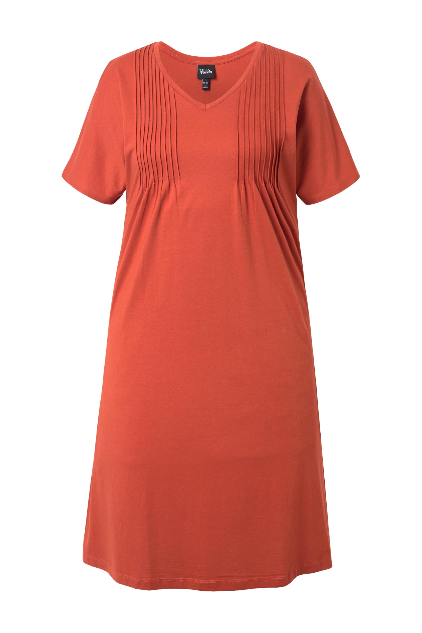Ulla Popken Damen große Größen Übergrößen Plus Size Jerseykleid, Biesen, A-Linie, V-Ausschnitt, Halbarm 840034