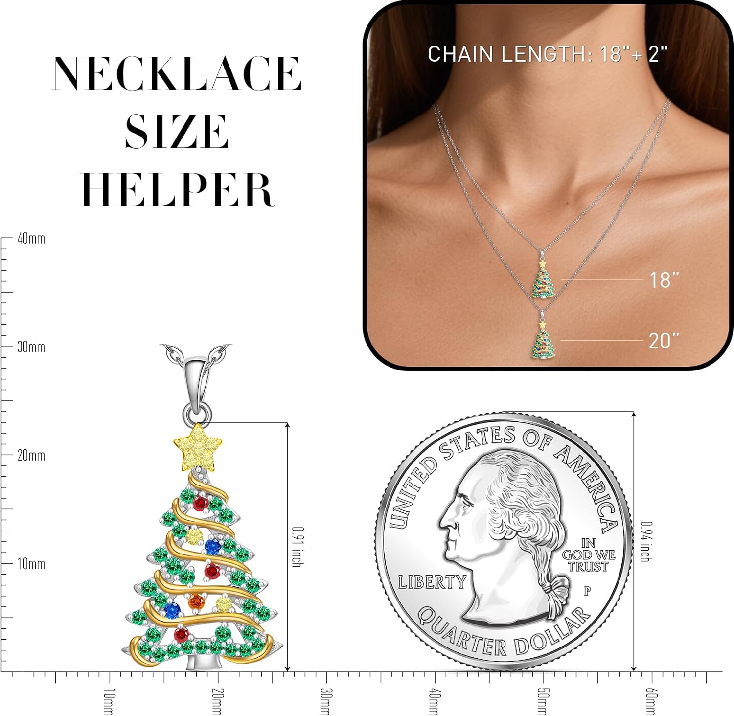 Christmas Necklace Silver Christmas Tree Pendant Necklaces for Women Sterling Silver Womens Dainty Xmas Holiday Jewelry Gifts - Image 6