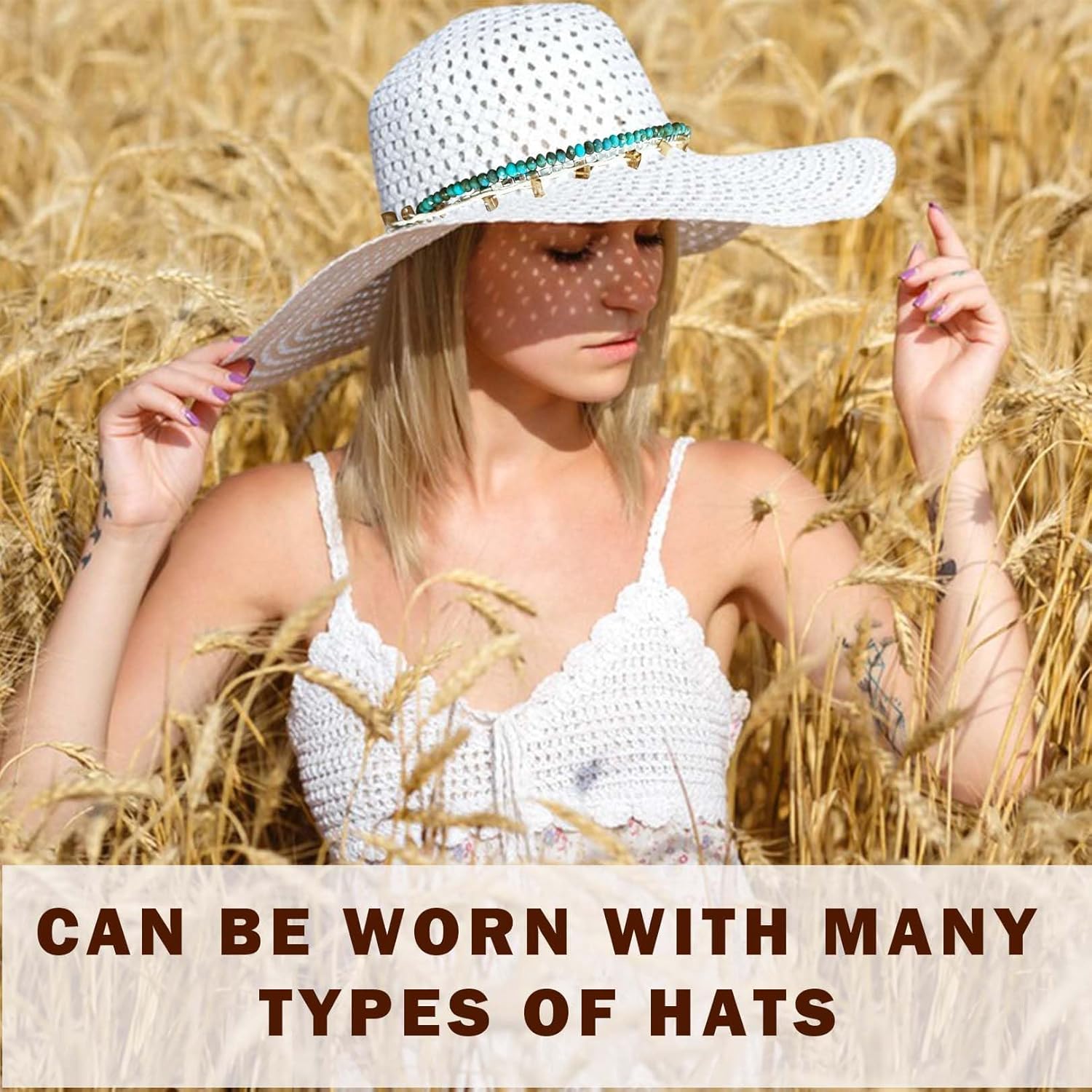 10 PCS Cowboy Hat Bands for Men Women, Leather Hatbands Belt for Cowboy/Western/Fedora/Cowgirl/Straw Hats - Image 3