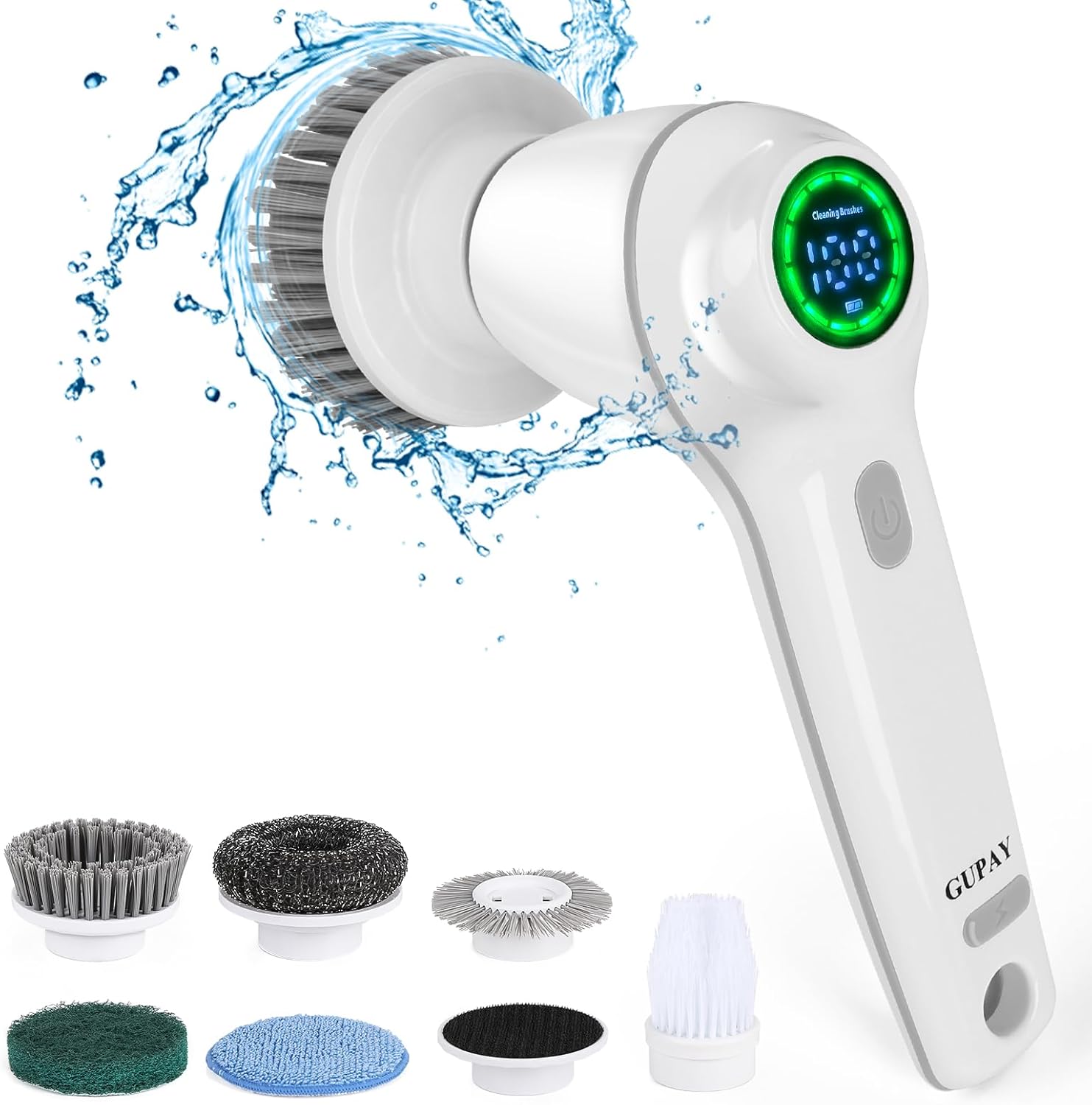 Electric Spin Scrubber, Cordless Shower Scrubber with Battery Level Display, Bathroom Electric Scrubber for Cleaning with 6 Replaceable Heads, Electric Cleaning Brush for Bathroom/Sink/Window Electric Spin Scrubber, Cordless Shower Scrubber with Battery Level Display, Bathroom Electric Scrubber for Cleaning with 6 Replaceable Heads, Electric Cleaning Brush for Bathroom/Sink/Window