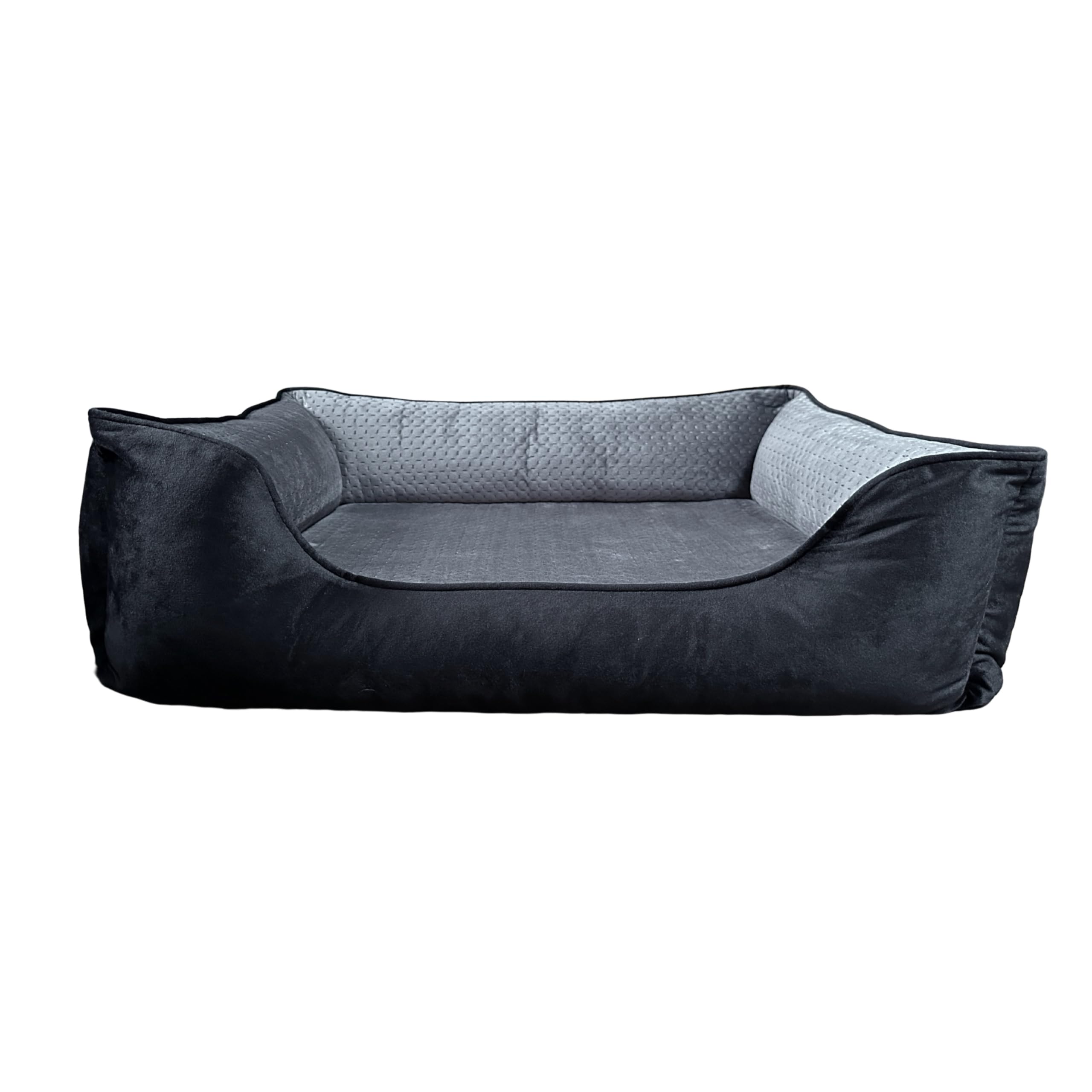 Snoekie weiches Hundebett, wendbares Kissen, Schwarz/Grau, waschbarer Bezug, pflegeleicht, wasserabweisender Kern, XXL 103x85x20 cm große Hunde bis 35 KG + EXTRTA BEZUG