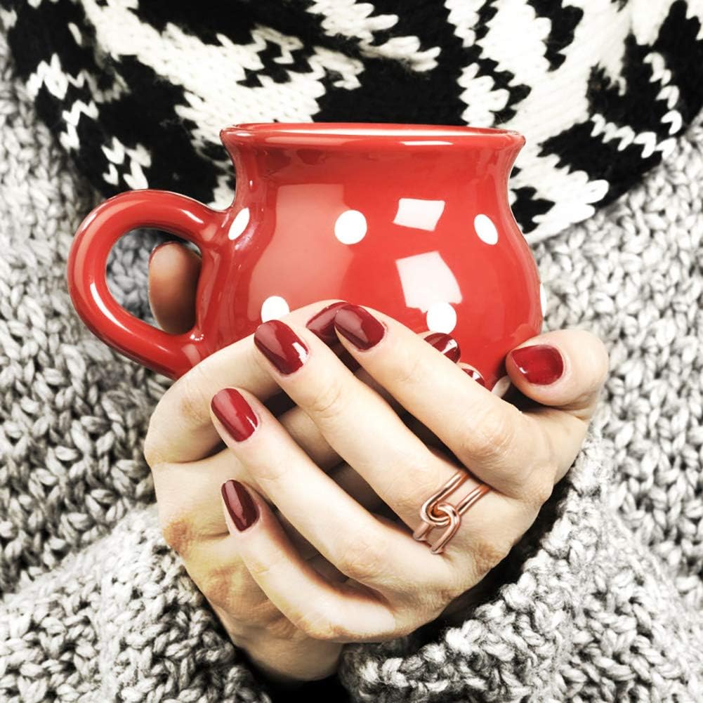 Jinbaoying Gold Rings for Women Girl Statement Fashion Rings Gold Plated Stainless Steel Engagement Promise Knot Love Rings (Rose Gold, 7) - Image 2