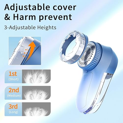 Miniatura 3 de Afeitadora de tela y removedor de pelusas, removedor de pelusa eléctrico, adaptador de CA o afeitadora de suéter a pilas, 3 alturas de afeitado,