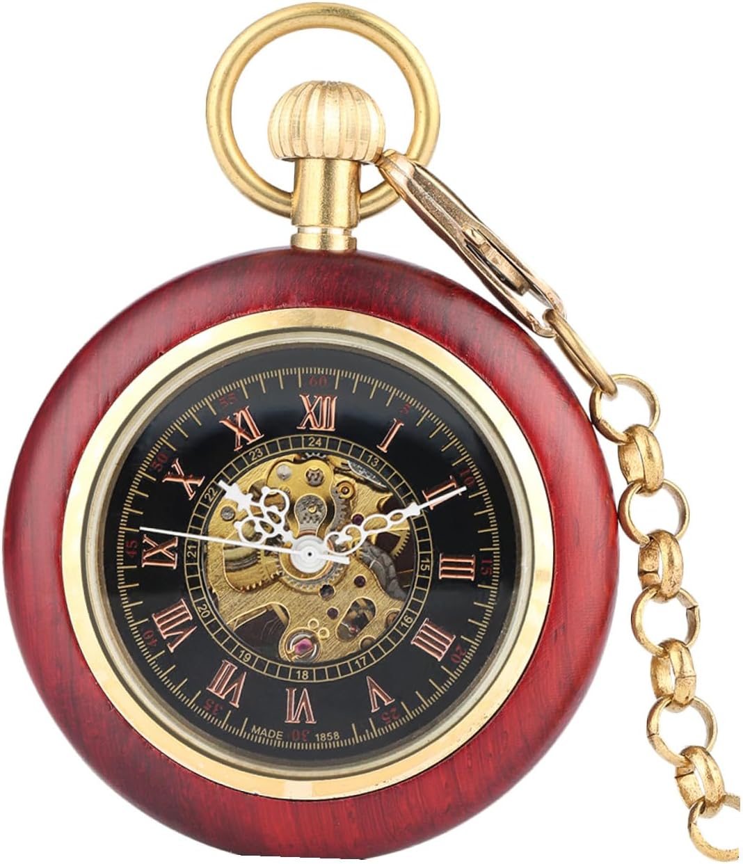 Antique Vintage Pocket Watch with Roman Numeral Dial Retro Mechanical Hanging Watch for Elderly Men and Women Decorative Classic Timepiece Gift