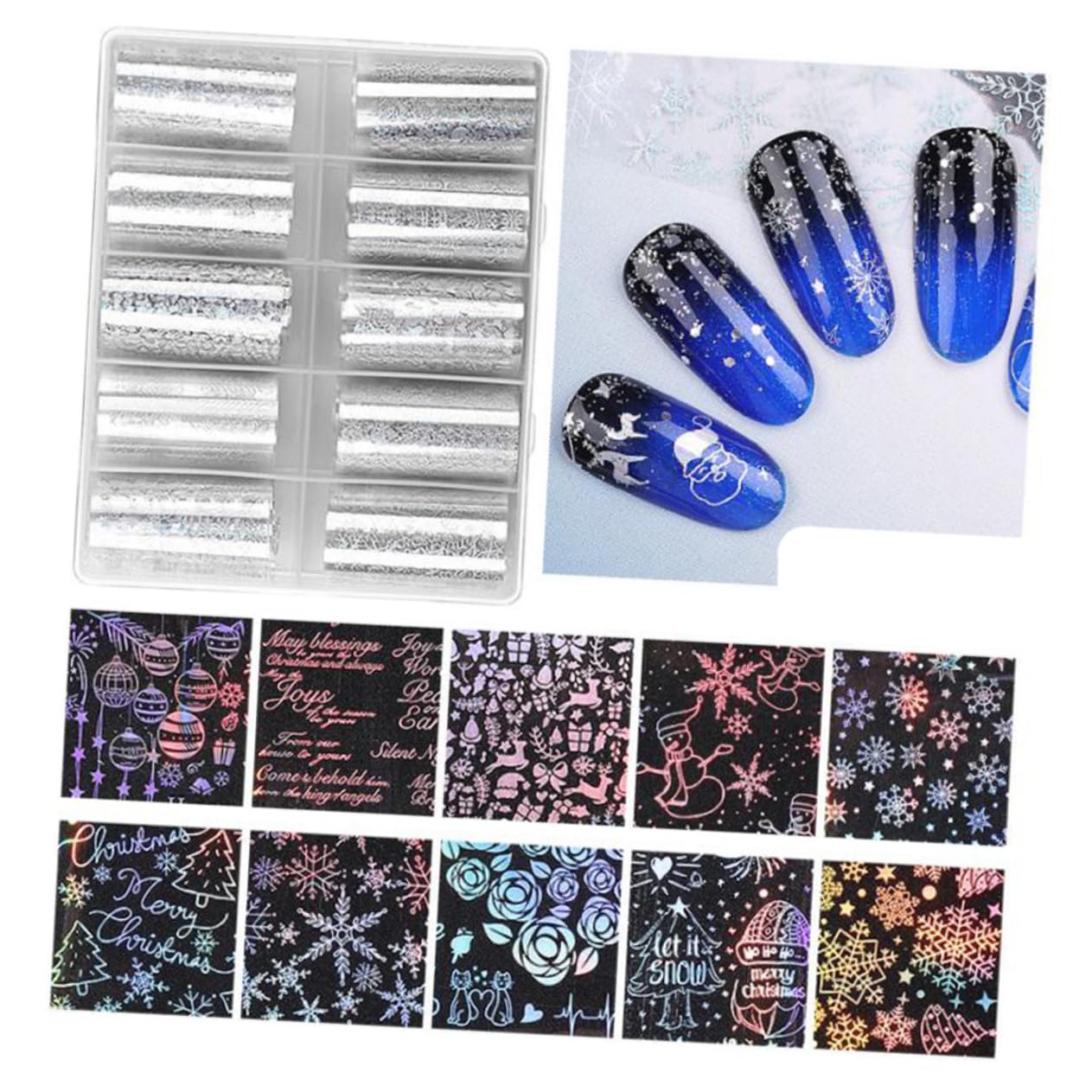 Beaupretty 6 Juegos calcomanías de arte de uñas pegatinas de uñas pegatinas navideñas para adhesivos hoja de arte de de vacaciones láminas de de