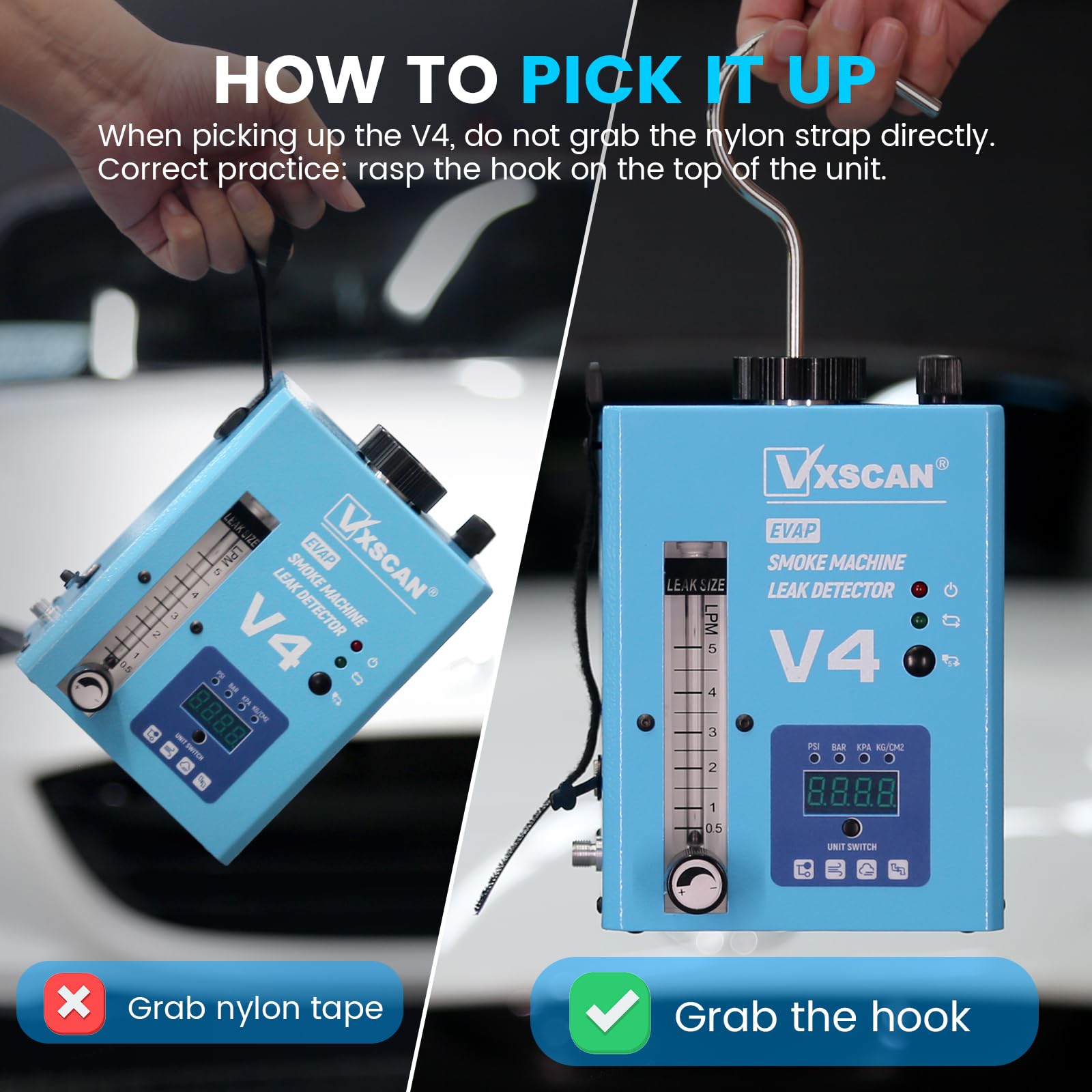 12V Máquina de Humo Coche Máquina De Humo EVAP Maquina de Humo para Coche con Manómetro Digital y Caudalímetro de Aire Detector Fugas Humo Coche Apto para Coches Motos Camiones Barcos y ATVs