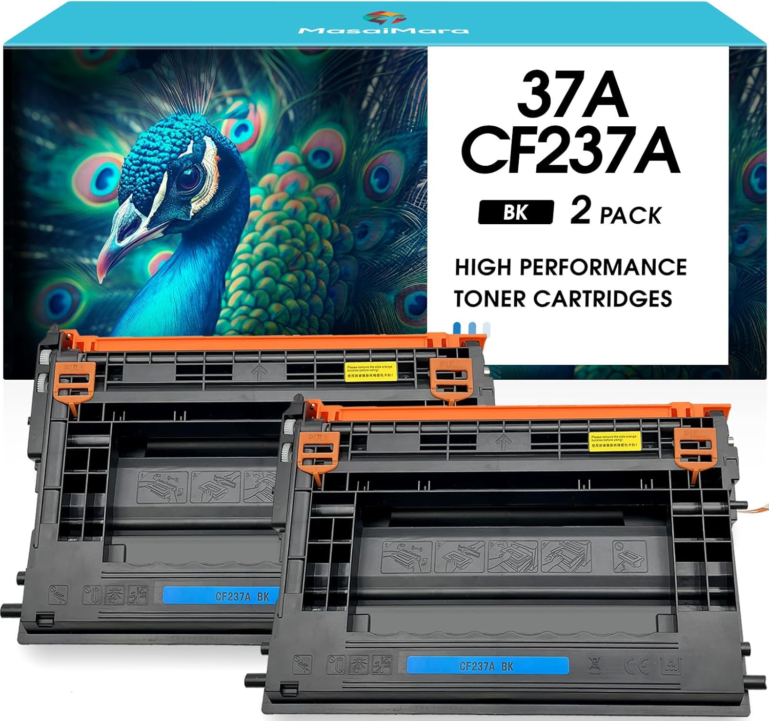 MasaiMara 37A CF237A Compatible Toner Cartridges Replacement for HP Enterprise M607n M607dn M608dn M608n M609dn Enterprise Flow MFP M631h M632z M632 M632h M631 M631dn Printer (Black, 2-Pack)
