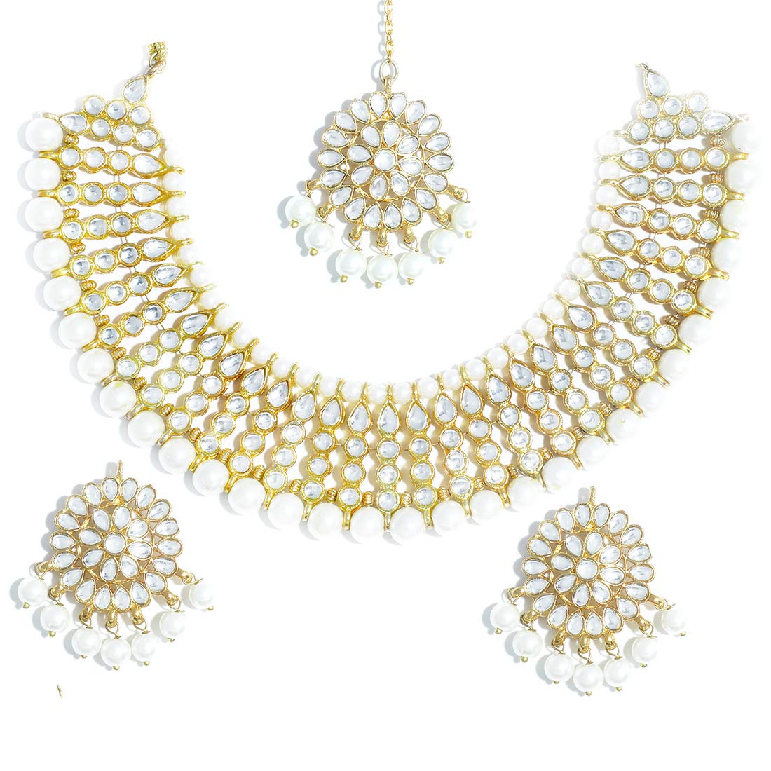 karatcart Kundan Golden Necklace with Earrings and Maang Tikka for Women (B08KLJSRYN) Amazon Price History, Amazon Price Tracker