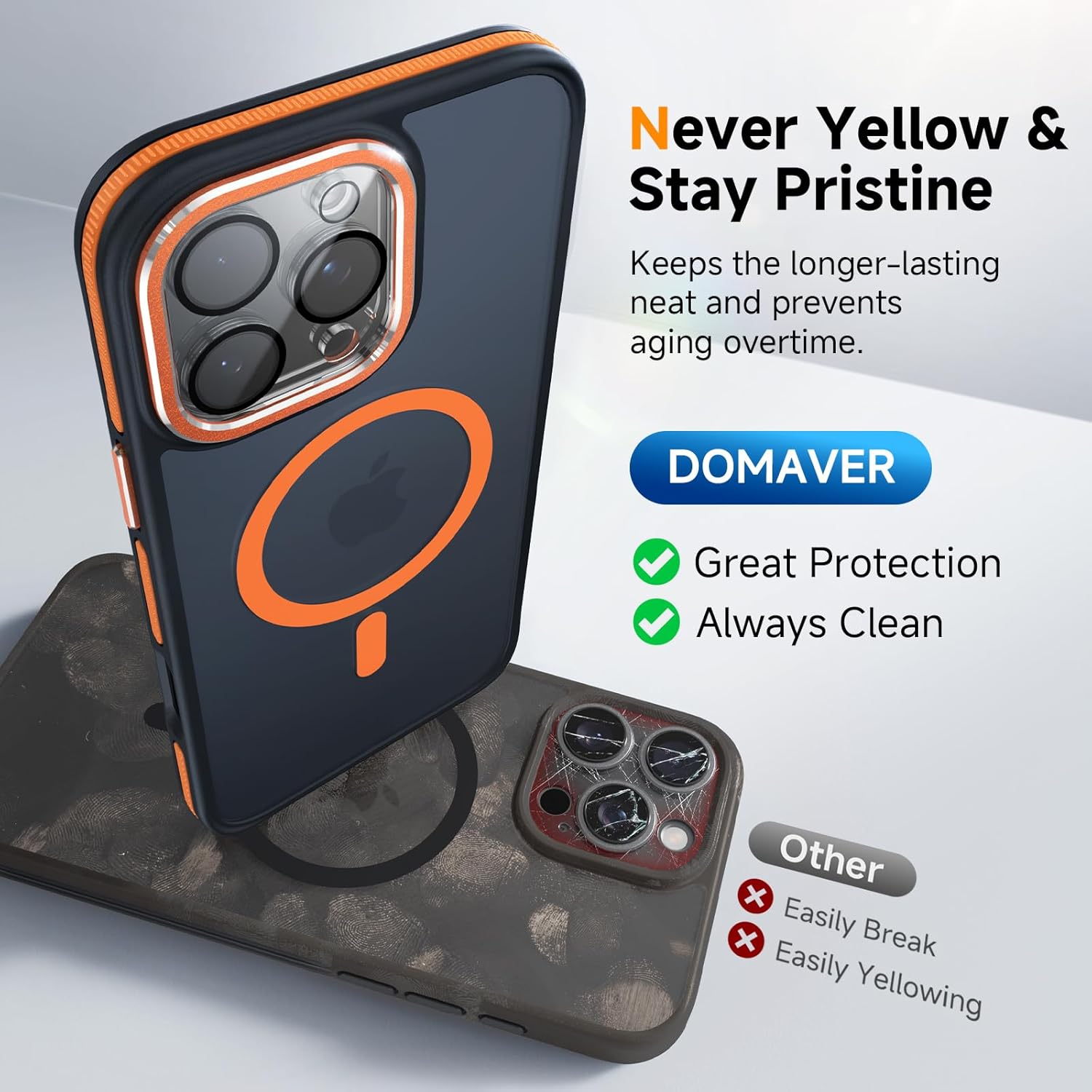 Magnetic 3 in 1 for iPhone 16 Pro Case, [Omni-Directional Protection] with 1x Screen Protector + 1x Camera Cover, [Seamless Work with Magsafe] Shockproof Slim Thin Case for iPhone 16 Pro Cosmic Orange - Image 7