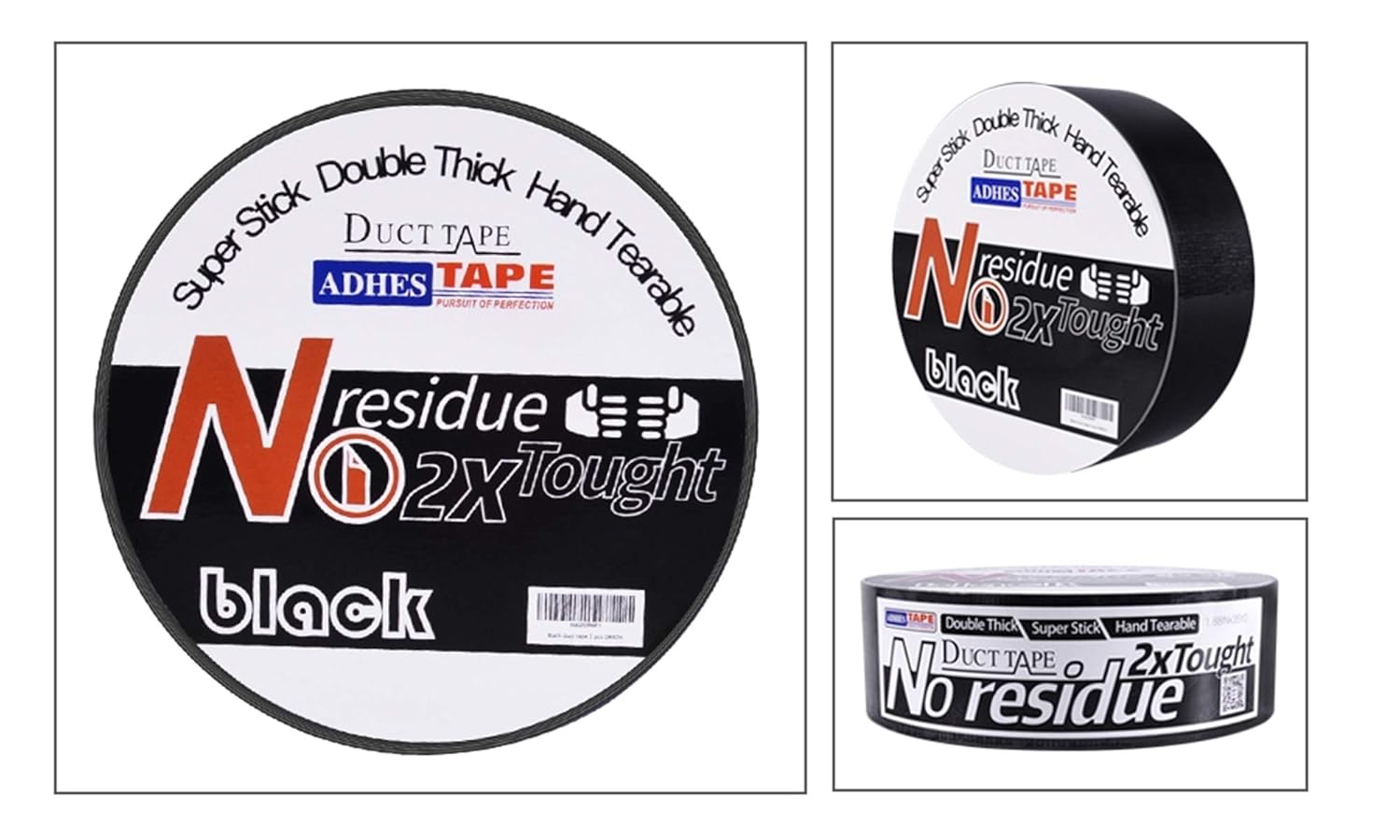 ADHES Black Duct Tape: 16.5 Mil Extra Thick- 1.88 Inch x 105 Feet (35YD) All Weather Heavy Duty Adhesive- Waterproof Duck Tape for Indoor & Outdoor Repairs,Industrial & Home Use