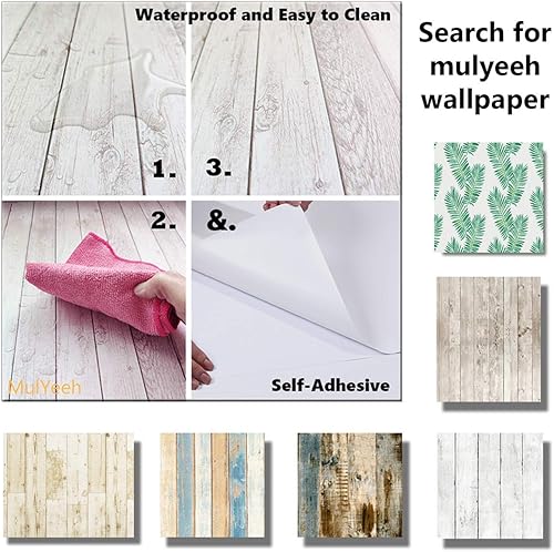 Miniatura 5 de Papel tapiz autoadhesivo de 17.7 x 472 pulgadas, papel tapiz de madera sintética con tablones de madera, extraíble, autoadhesivo, vintage,