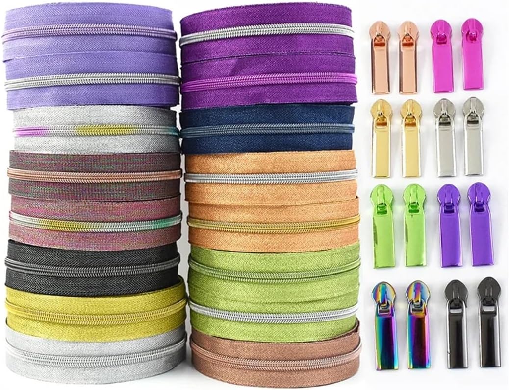 1-5M 5# Nylon Zippers by Meter with Zipper Slider Coil Zips Bag Wallet Zip Close End Zipper Sewing Accessory