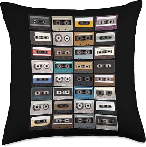 Pretees Cinta de casete Retro 80s 90s Mixtape - Almohada de música gráfica de radio, 18x18, multicolor
