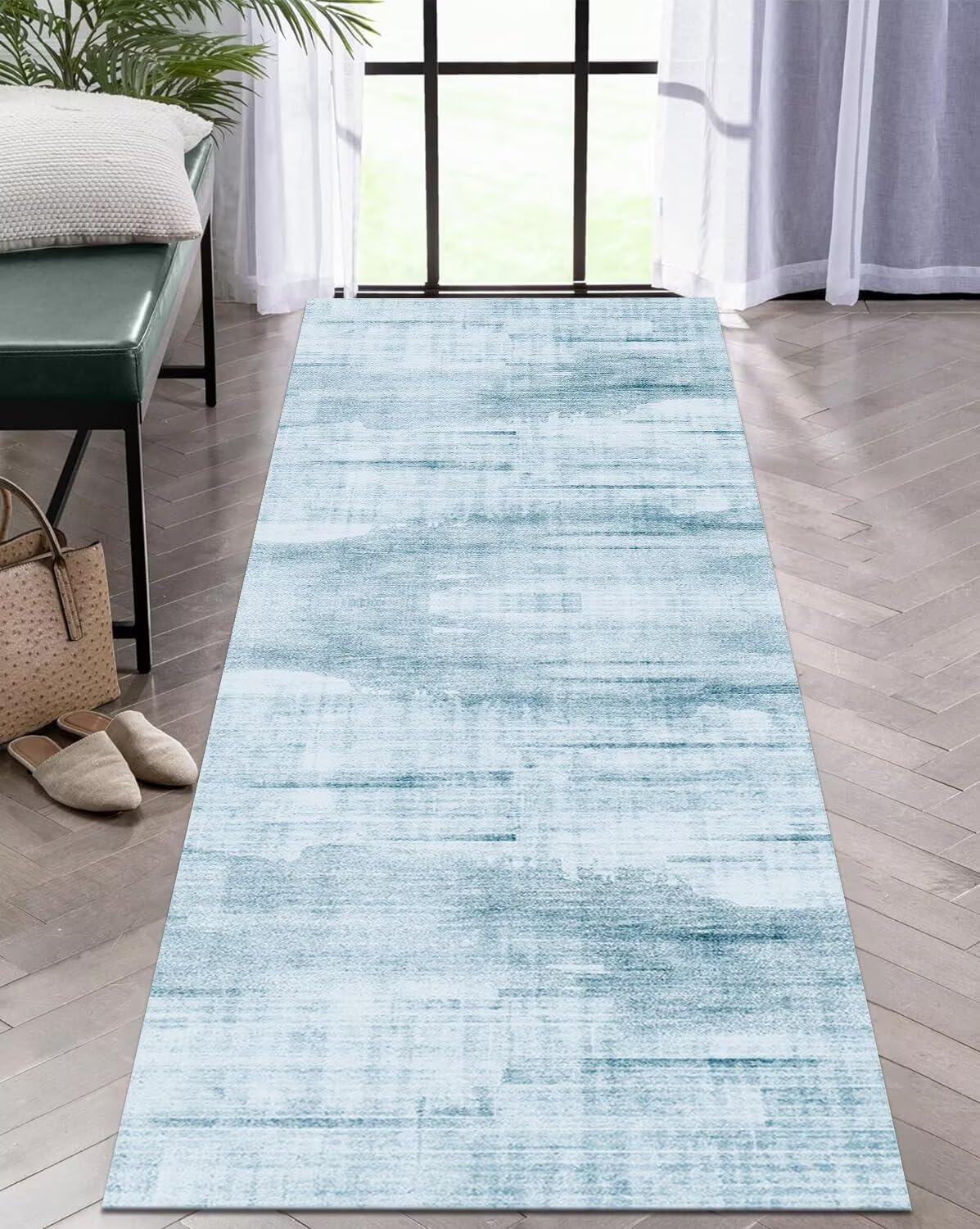 Tapete antideslizante para cocina, color azul, 40 x 60 cm, tapete para fregadero delantero, tapete para interiores, para dormitorio, sala de estar, oficina, pasillo y entrada