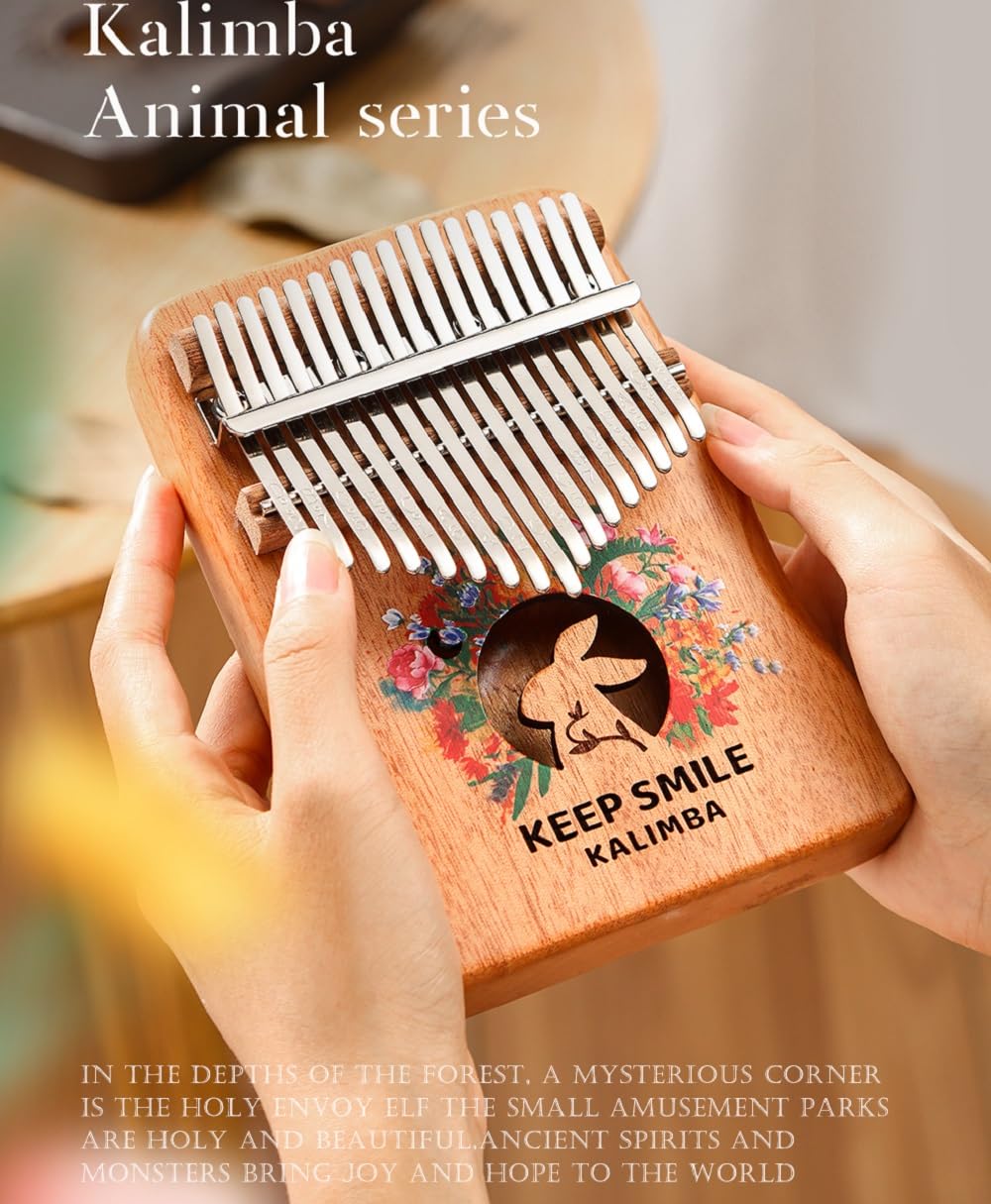 Kalimba Daumenklavier 21 Tasten/17 Tasten Finger Klavier Tragbares Musikinstrument für Anfänger, Musikgeschenke für Musikliebhaber (Hase, Klein)
