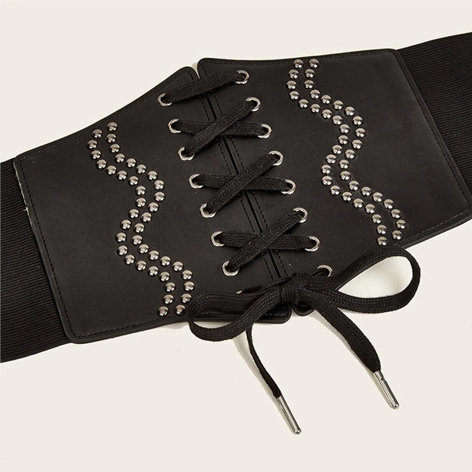 Ceinture for femme, ceinture en cuir PU à lacets, large élastique style corset, accessoire de mode for soirée club Pour Femmes