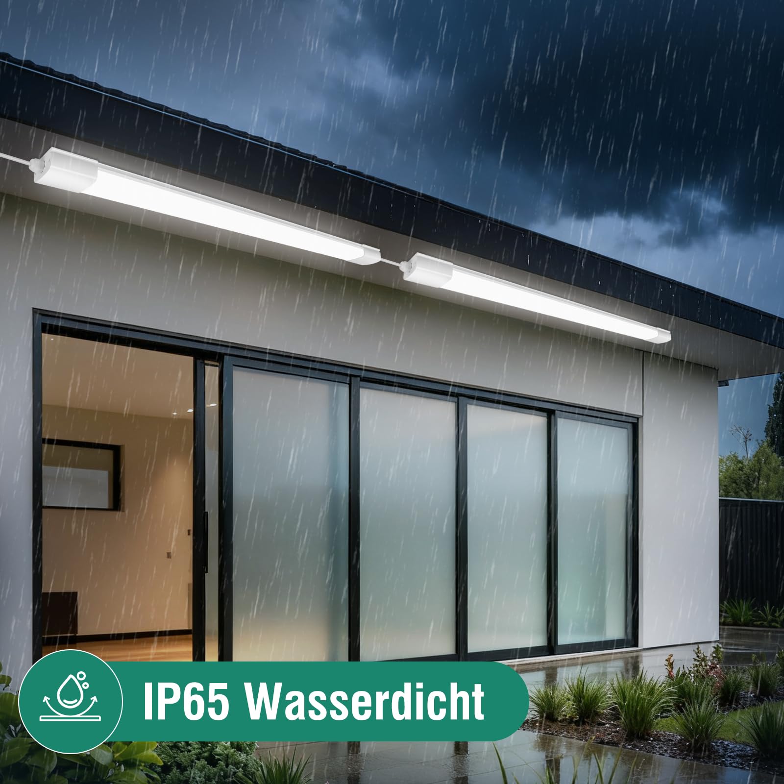 Neon Led 120CM, 36W 3960LM Plafoniera IP65 Impermeabile, Lampada da Soffitto 4000K, Tubo LED per Cucina Officina Ufficio Bagno Seminterrato Magazzino
