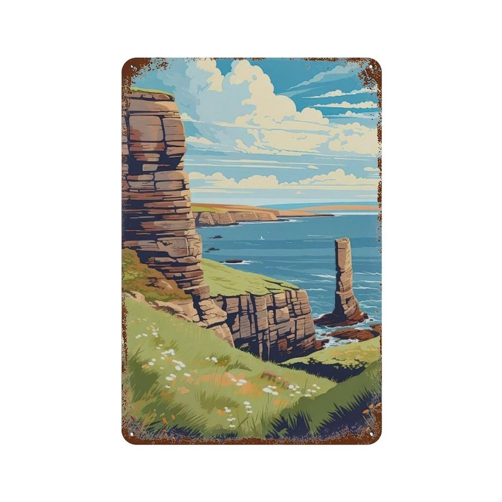 xiaoxiaoshen Cityscape Orkney Scotland Wall Decor Art Metal Tin Poster Modern Home Decor Art Home Bar Shop Decorations Vintage Sign 30x20cm