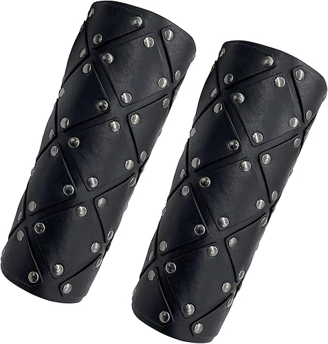 Pulsera de cuero con guantelete medieval, muñequeras vikingas, guardias de tiro con arco, brazaletes de brazo ancho para mujeres y hombres, 2