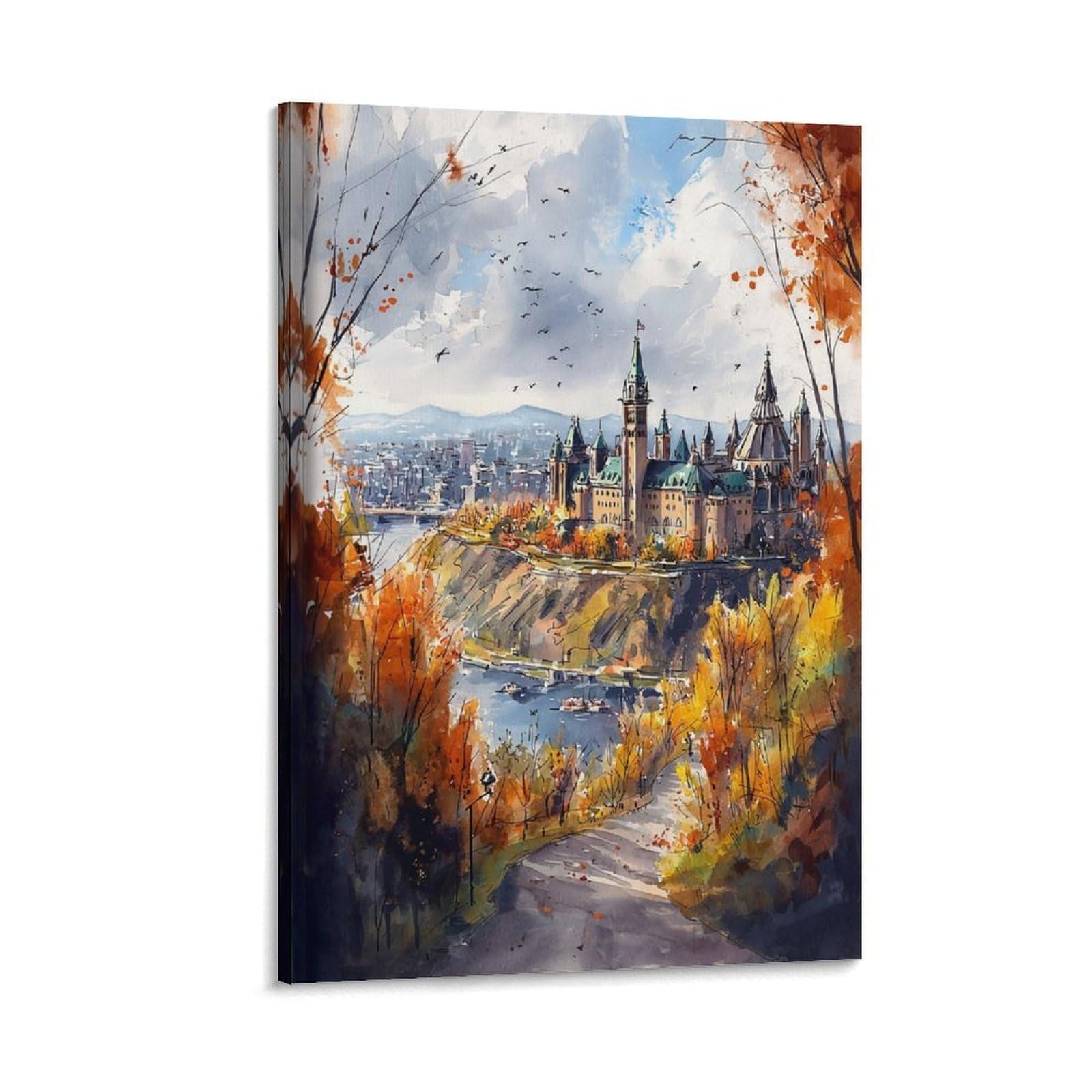 LCYNNH Ottawa Painting 24x36inch(60x90cm) Vintage Travel Poster Watercolor Canvas Art