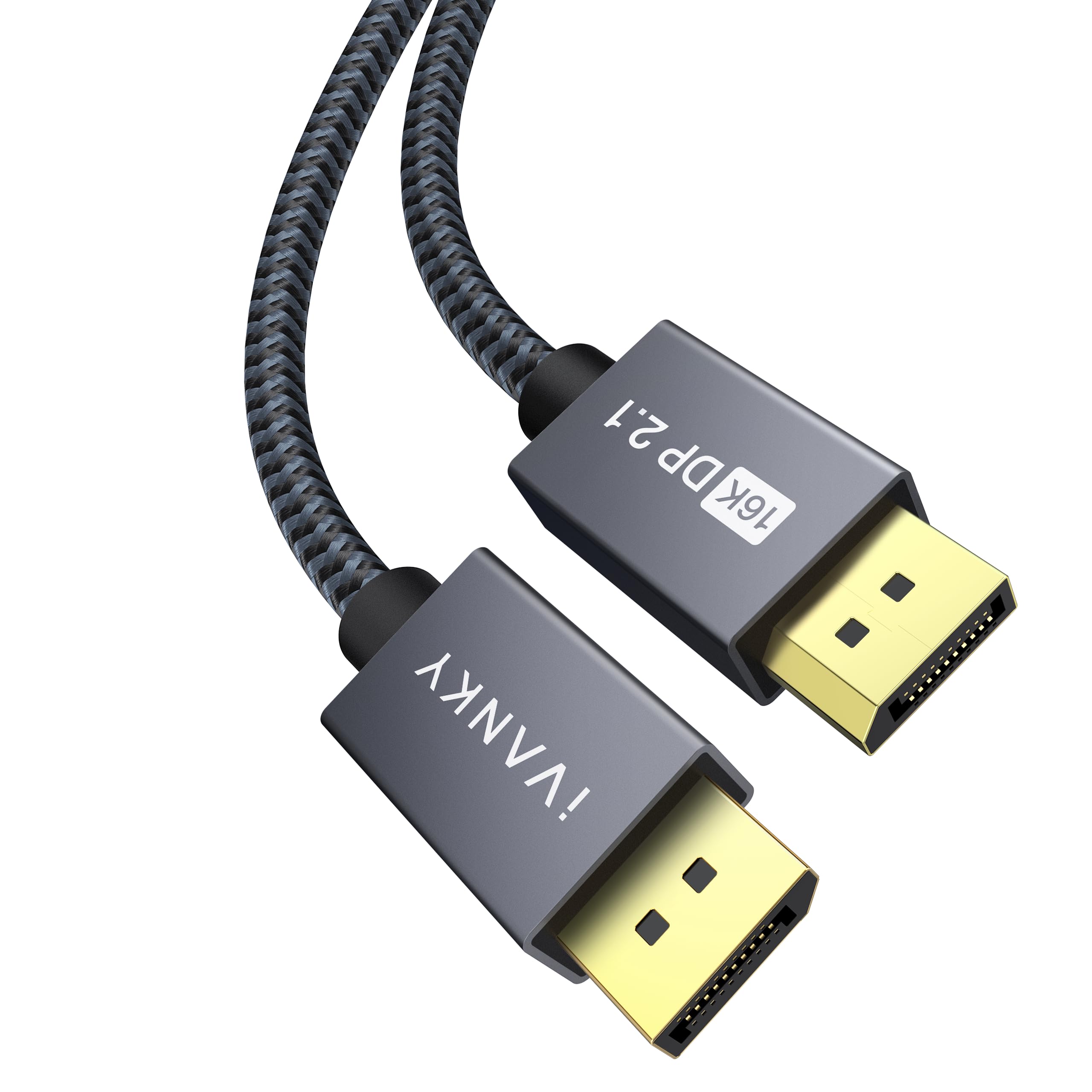 IVANKY 10ft DisplayPort 2.1 Cable - 16K@60Hz, 8K@120Hz, 4K@240Hz/165Hz, HDR, HDCP 2.2, Gaming Monitor, TV Compatible - Grey