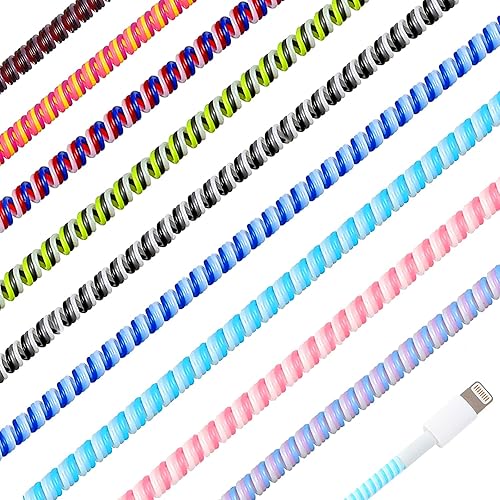 Frienda 10 Pcs Spiral Cable Protector, Chargers Cord Protector Data Cable Protective Sleeve Headphone Saver Charger Protective Data Lines Cover for Phone USB Prevent Pets from Biting(Classic Colors) - Classic Colors