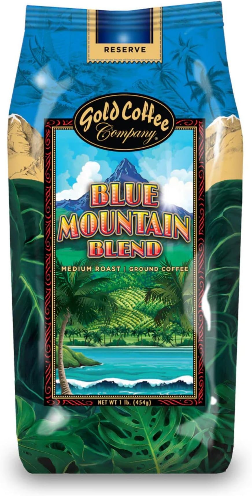 Gold Coffee Blue Mountain Blend 1lb Medium Roast Ground Coffee