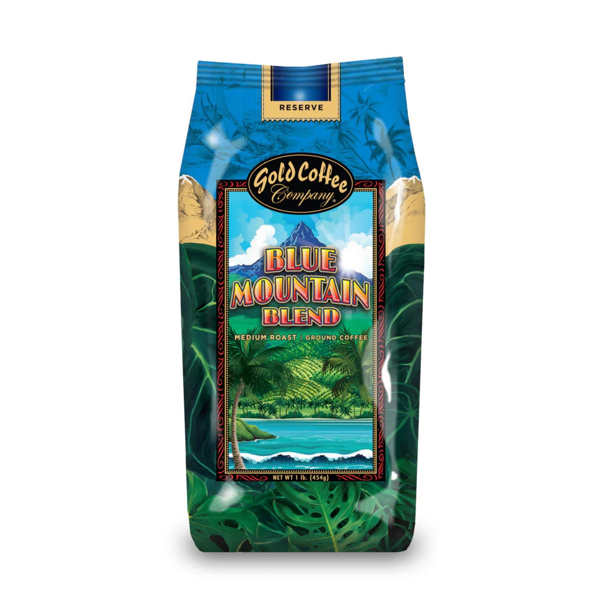 Gold Coffee | Blue Mountain Premium Blend, Medium Roast, Ground | 100% Arabica Coffee, 1 lb.