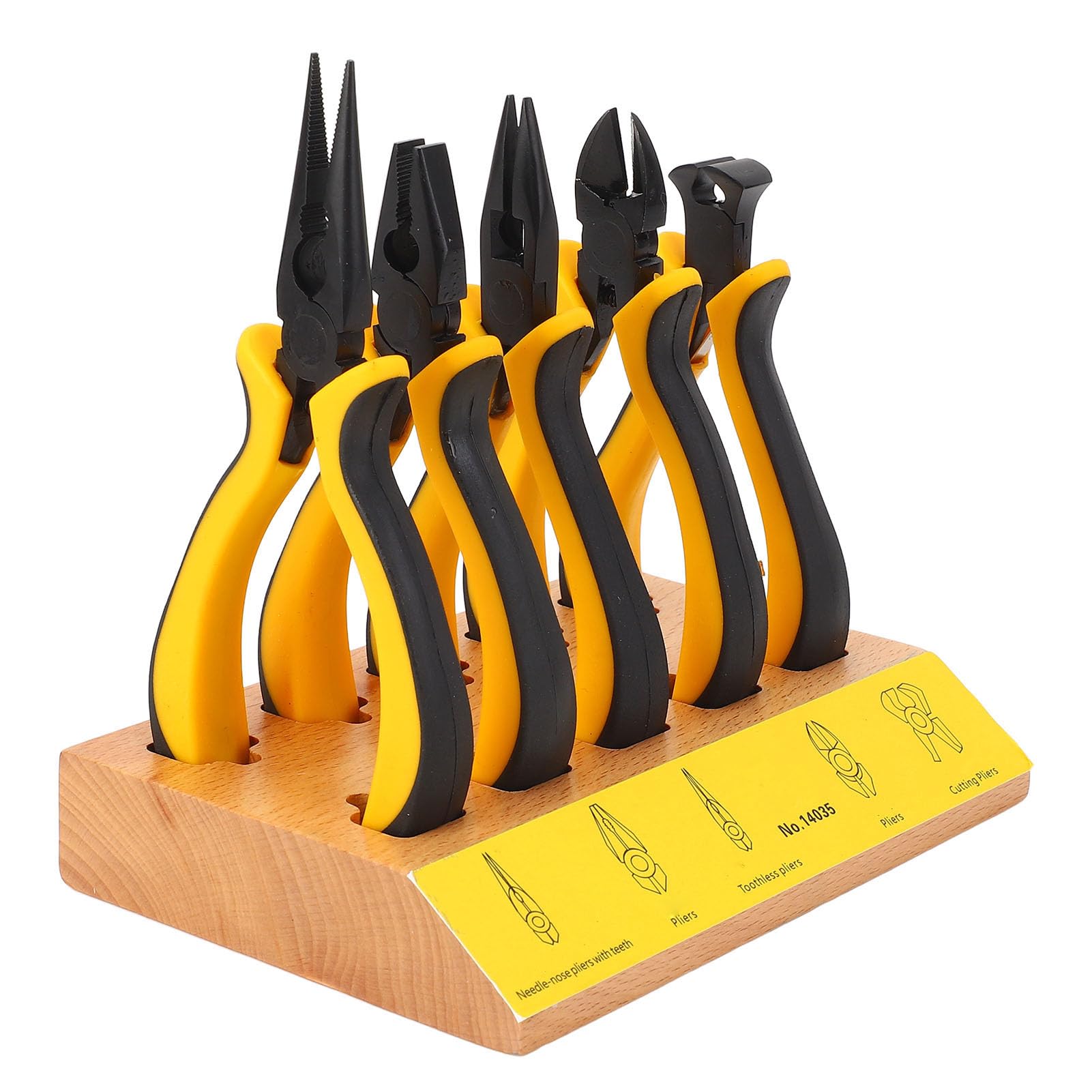 Set di pinze per gioielli Kit di pinze per orecchini in gomma in acciaio legato da 4 pollici con base in legno per riparazione di gioielli, riparazione di orologi