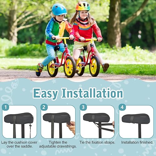 Miniatura 5 de Zacro Funda de cojín de gel para asiento de bicicleta para niños y niñas, funda de asiento de bicicleta antideslizante para niños pequeños,