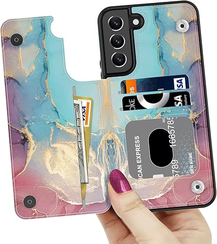 Miniatura 2 de LETO Funda para Galaxy S21 FE, Funda de Cartera de Cuero con Tapa Plegable de Lujo con Diseños de Moda para Niñas y Mujeres, Ranuras para Tarjetas,
