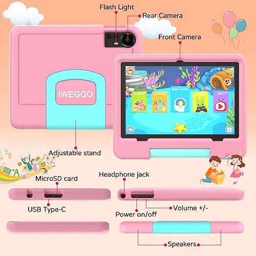 Miniatura 7 de IWEGGO Tablet Android 15 para niños con estuche EVA, tablet de 10 pulgadas para niños, 20GB RAM+128GB ROMMAX 2TB, pantalla táctil IPS HD de 1280 *