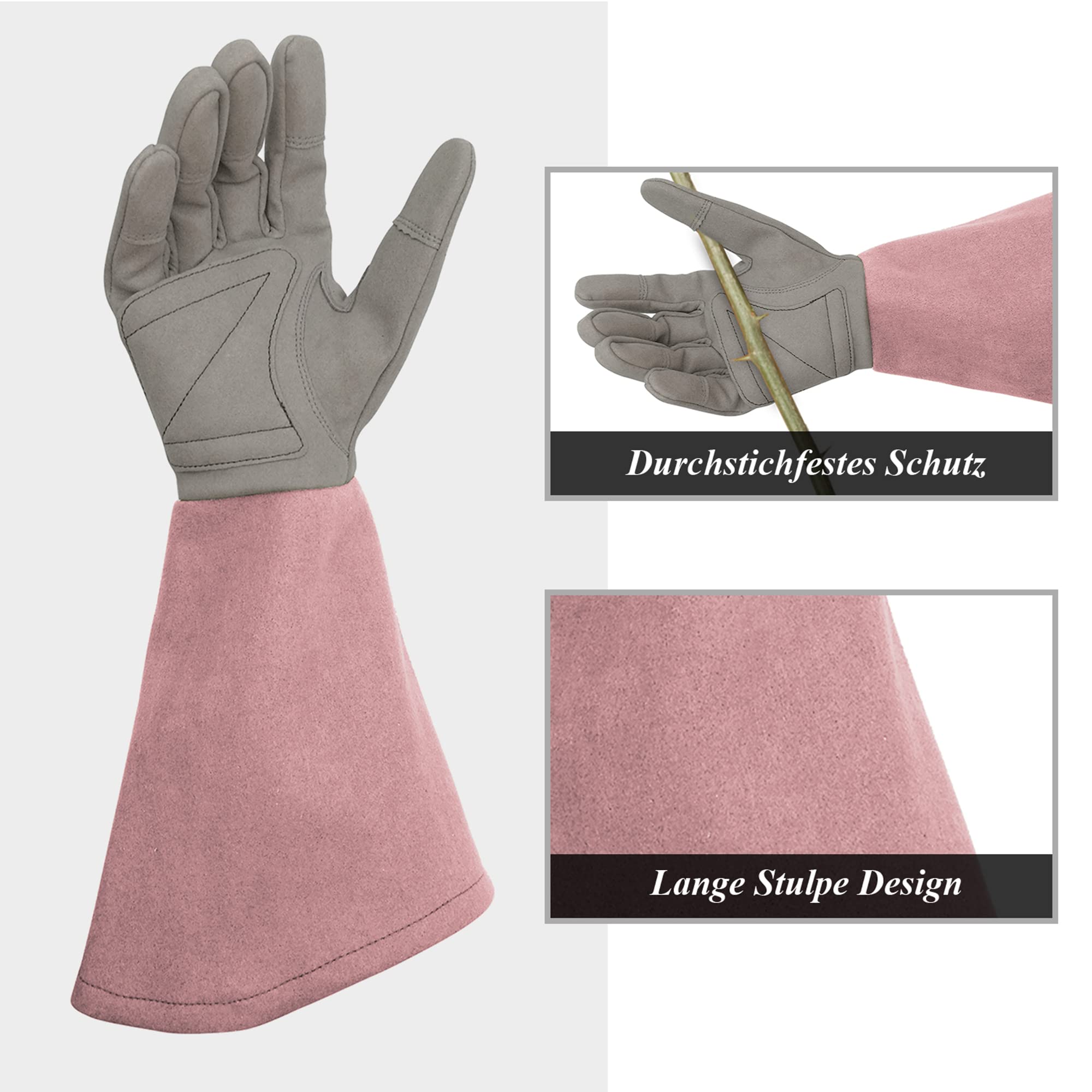 Guantes de jardinería con diseño de rosas, de piel sintética, con protección completa contra espinas, largos, resistentes a pinchazos, para jardinería