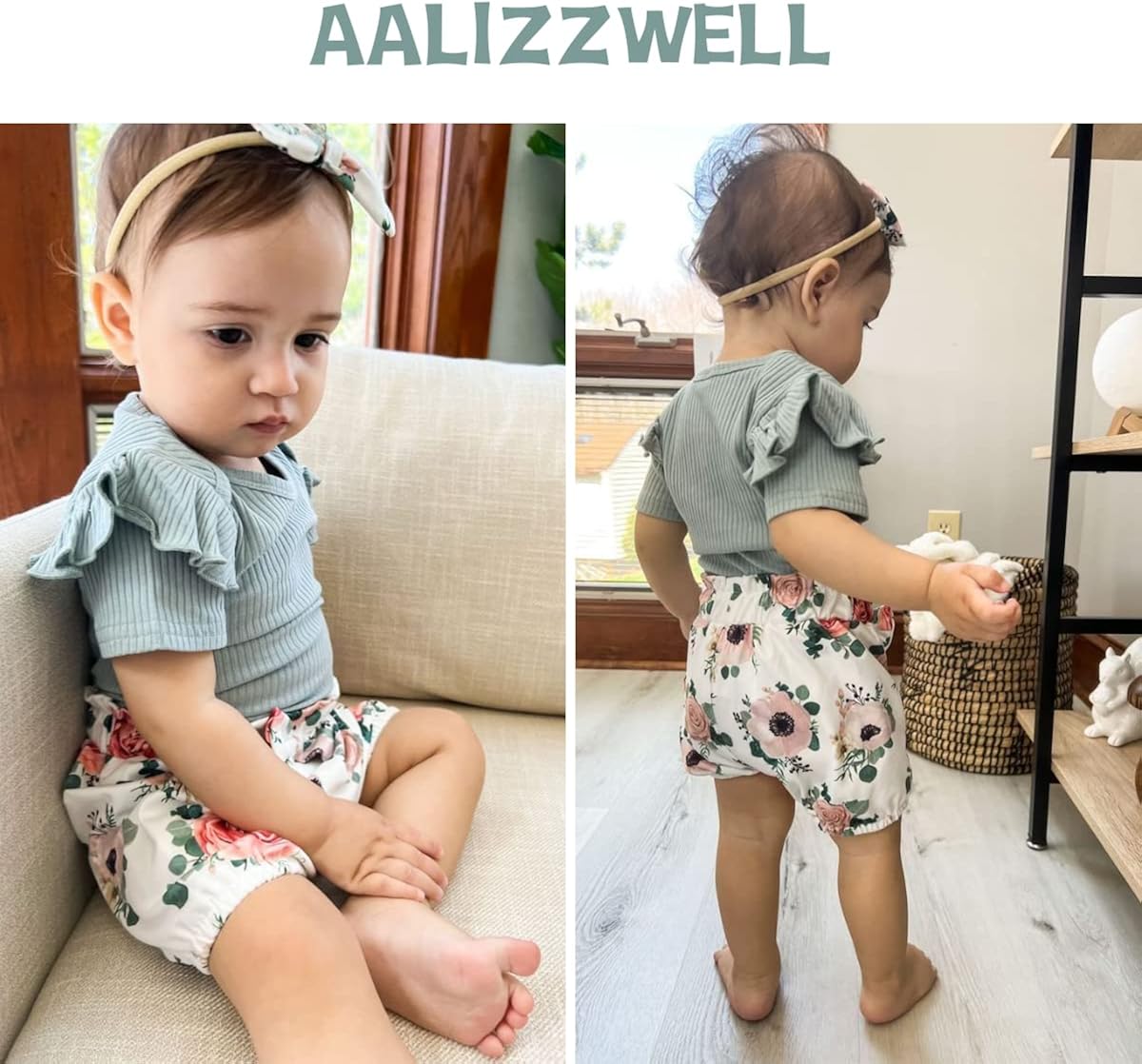 Miniatura 3 de Aalizzwell Body acanalado con pantalones cortos para bebé, ropa de verano