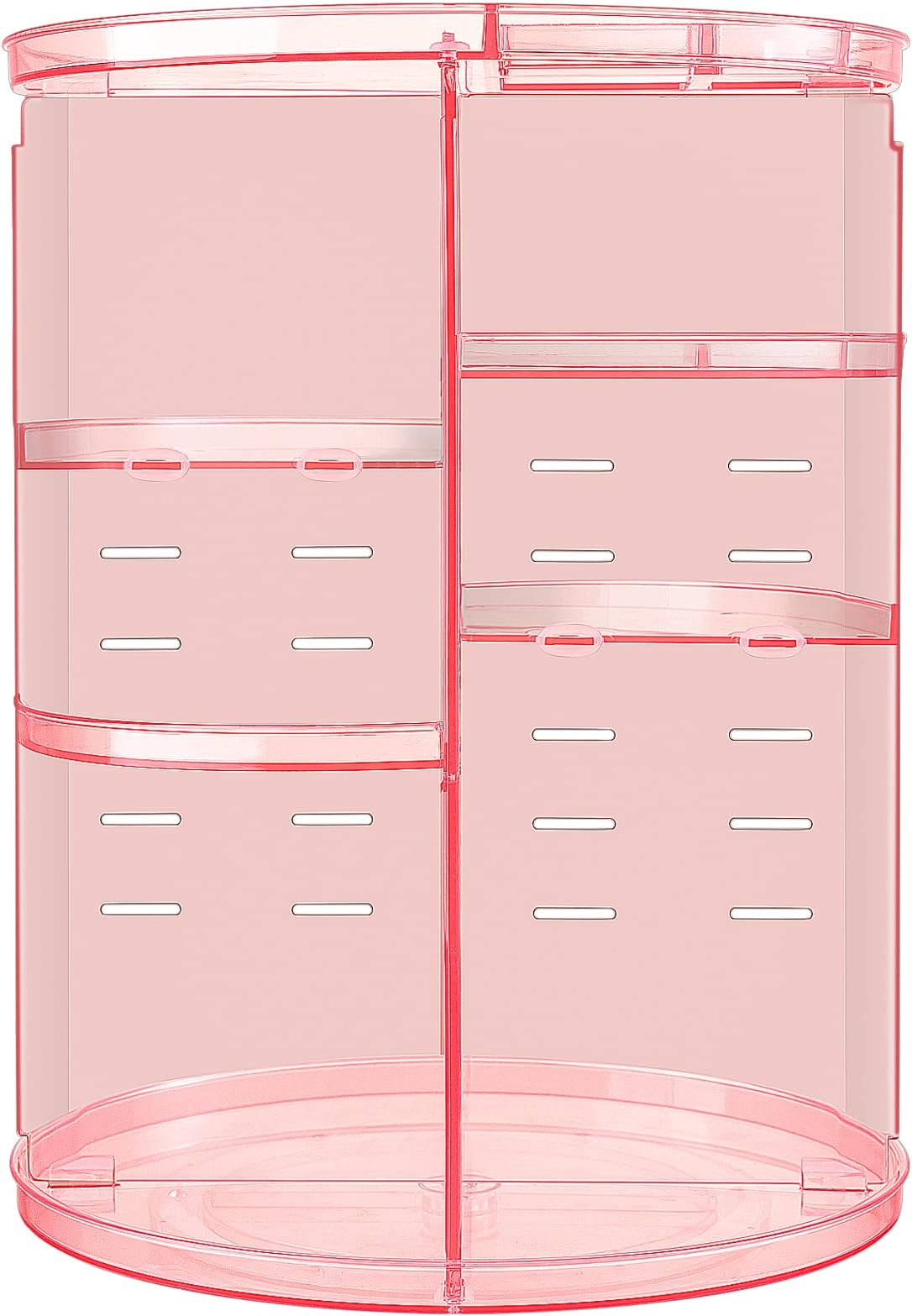 sanipoe Make Up Organizers for Vanity, 360 Rotating Makeup Organizer,Cosmetics Skincare Organizers,Cosmetic Display Cases for Countertop, Bathroom, Ideal Gifts for Women,Pink