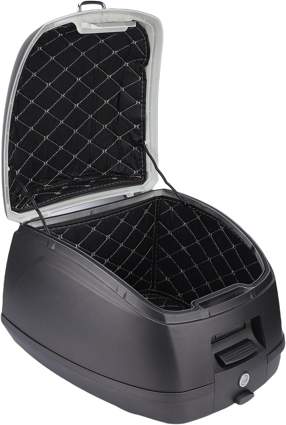 Focket 32L Trunk, ABS Daily Tail Box Lockable Storage Carrier Case, Moto Top Box with Contoured Backrest, Universal Fit for Helmet Luggage (Grey)