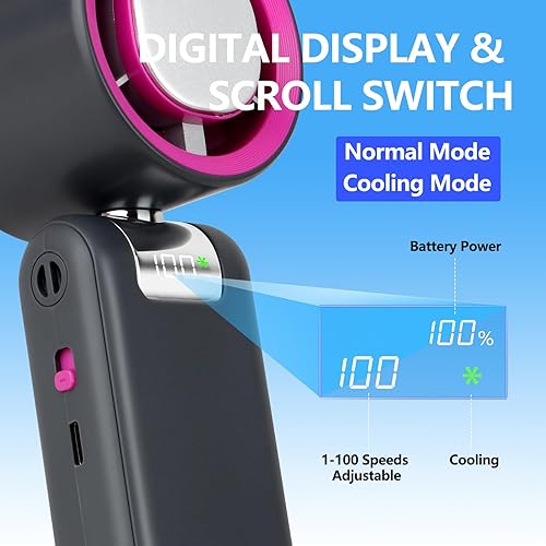 Miniatura 6 de Ventilador turbo portátil de mano de refrigeración por hielo 5000mAh recargable personal de mano mini ventiladores 13500RPM de alta velocidad