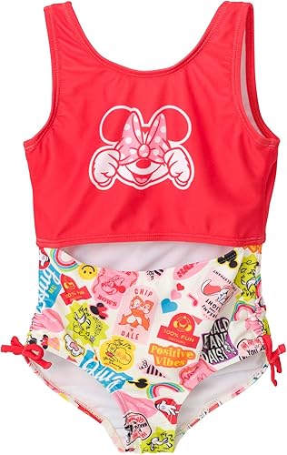 Disney Mickey Mouse Minnie Mouse - Traje de baño de una pieza para niñas pequeñas