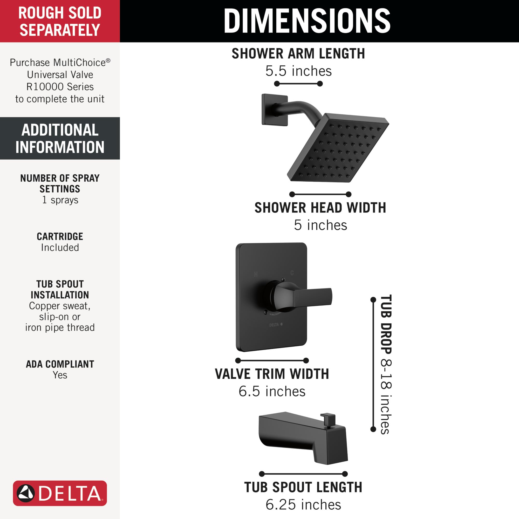 Delta Velum Black Shower Faucet Set - Matte Black -3