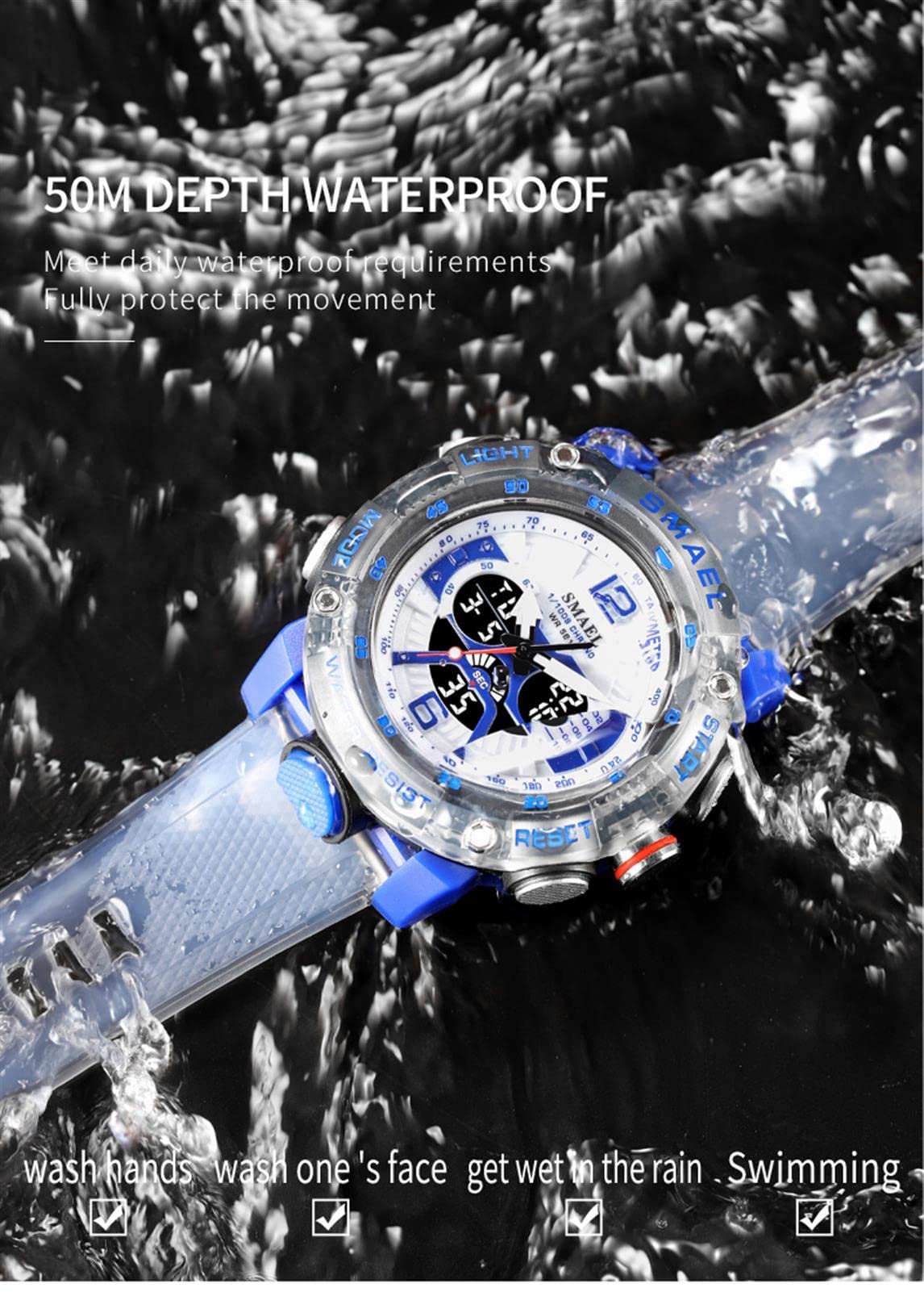 Hommes Montres, Sports Imperméable Multifonction De Plein Air Analogue Digital Multifonction Électronique Quartz Mode Montres-Bracelets