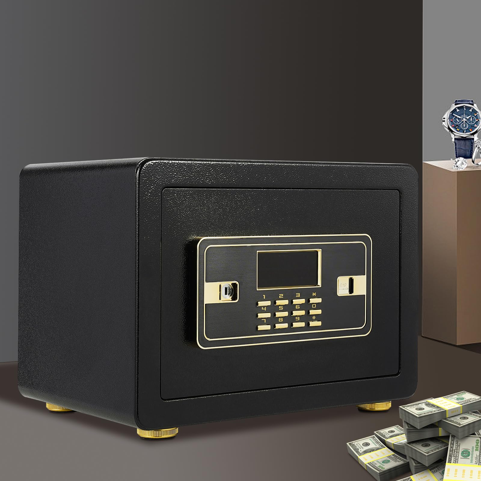 Mini cassaforte elettronica, 35 x 25 x 25 cm, con tasca, cassaforte digitale con tastiera, luce LCD, mobili cassaforte per soldi, gioielli, documenti