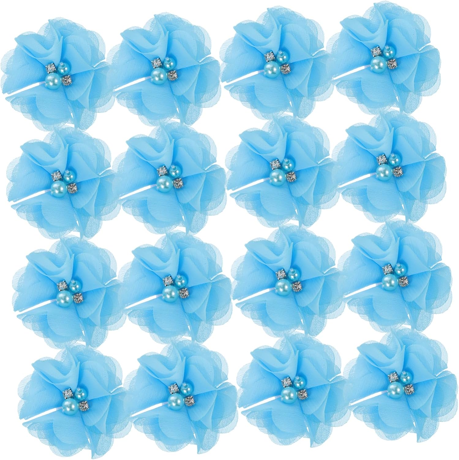 30pcs Chiffon Rhinestone Flowers Multi-Functional Dress Decor Embellishments for Crafting
