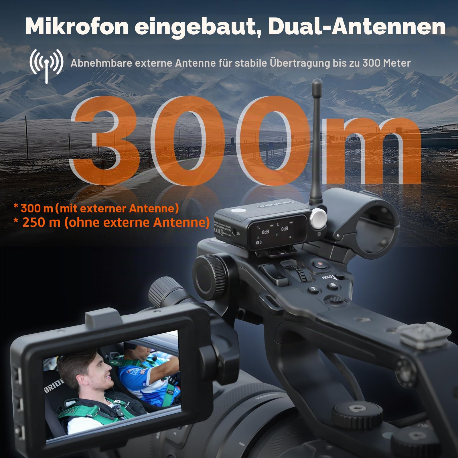 Saramonic Ultra Kabellos Lavalier Mikrofon, 32-Bit Float-Aufnahme, Timecode-Synchronisation, IPX5 wasserdicht, 300M, 130dB SPL, Wireless Mikrofon Handy für iPhone Android Kameras, Smartphone
