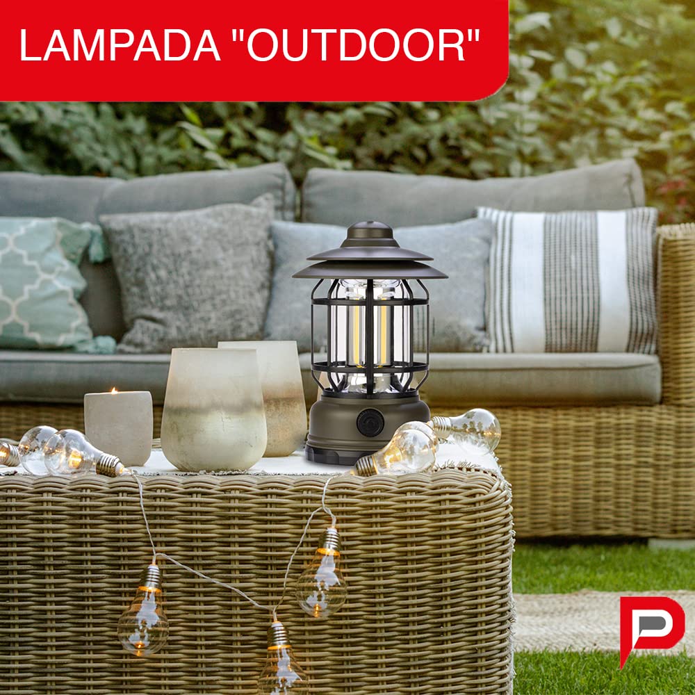 Lanterne De Camping LED Rechargeable - 35 Cm, Lumière Blanche, Intensité Réglable - Parfaite Pour Jardin, Camping, Intérieur Ou Extérieur